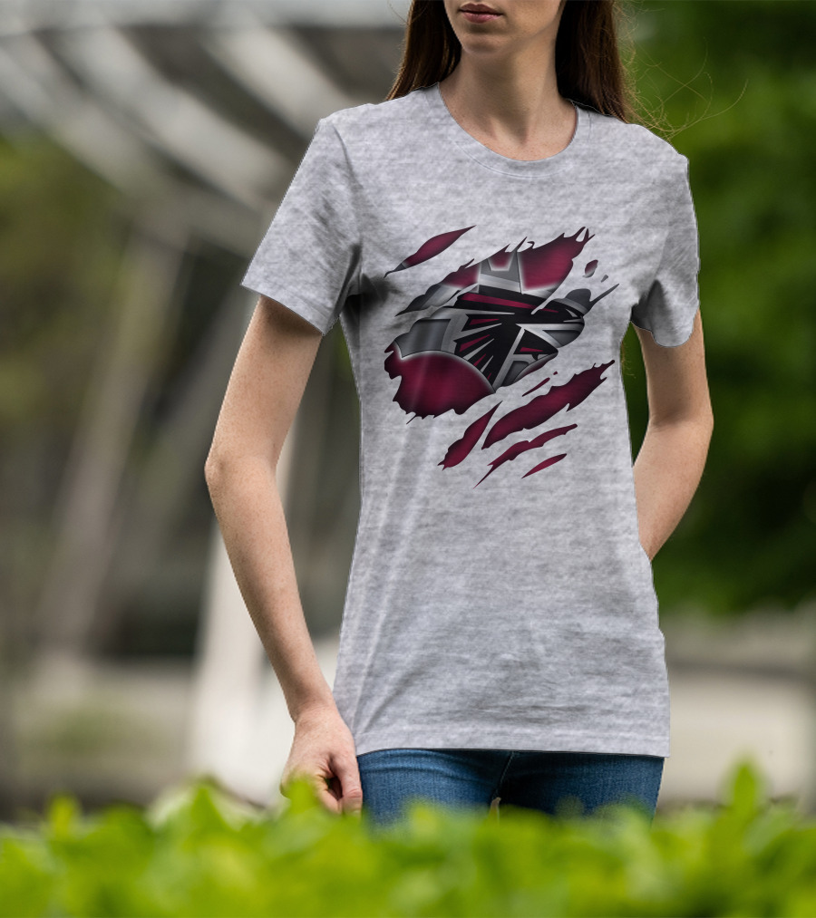 Atlanta Falcons Logo Ripped Claw Marks T-Shirt