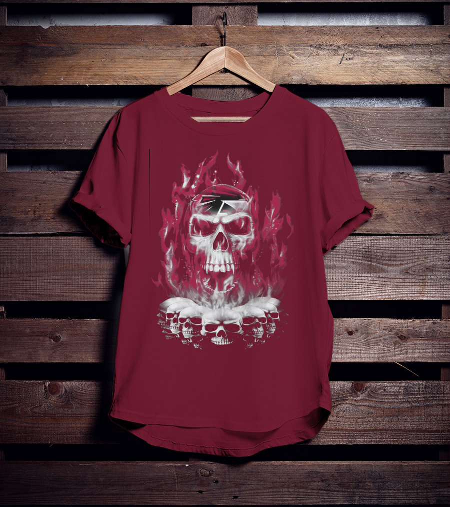 Atlanta Falcons 57 Flaming Skull T-Shirt