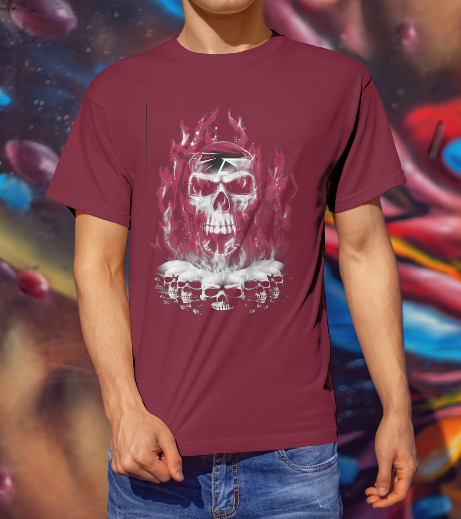 Atlanta Falcons 57 Flaming Skull T-Shirt