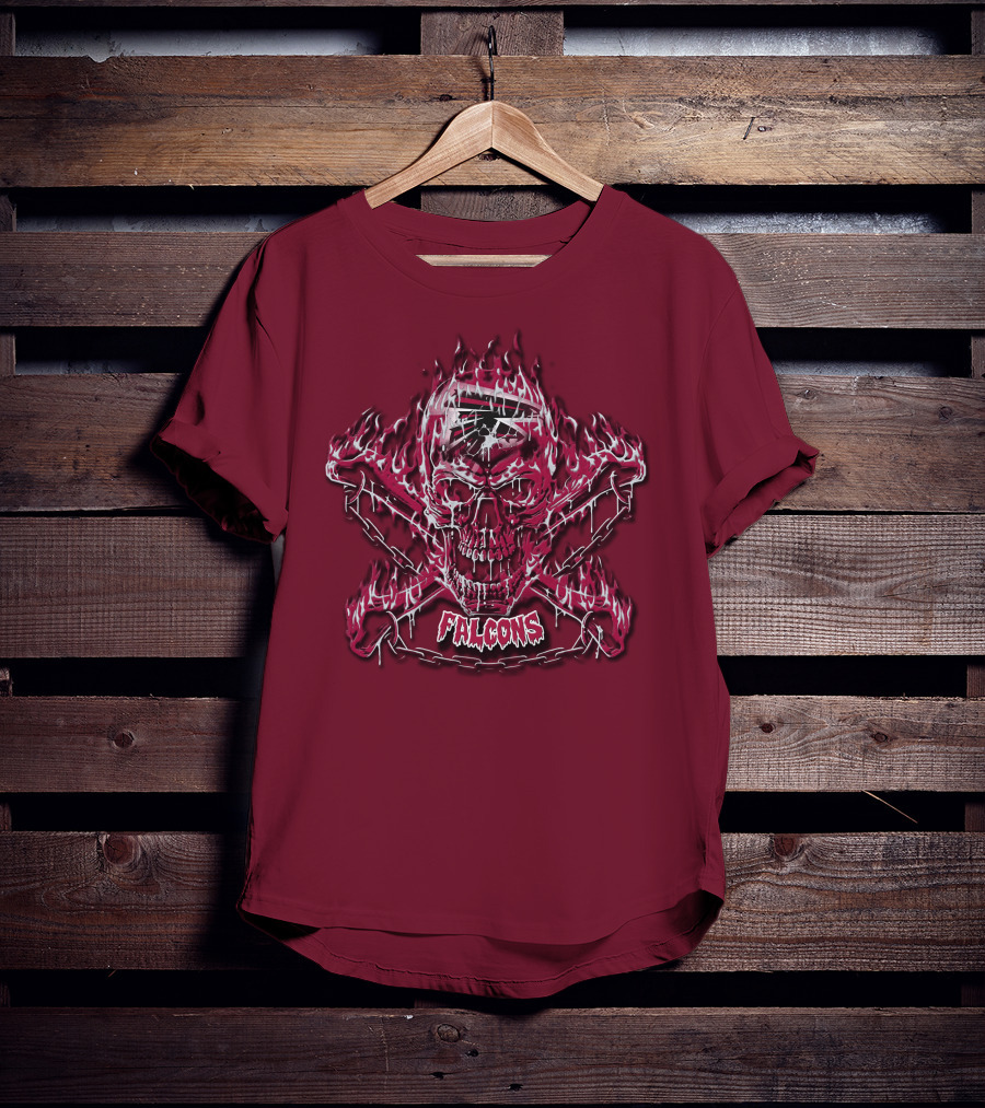 Atlanta Falcons Flaming Skull And Crossbones 53 T-Shirt