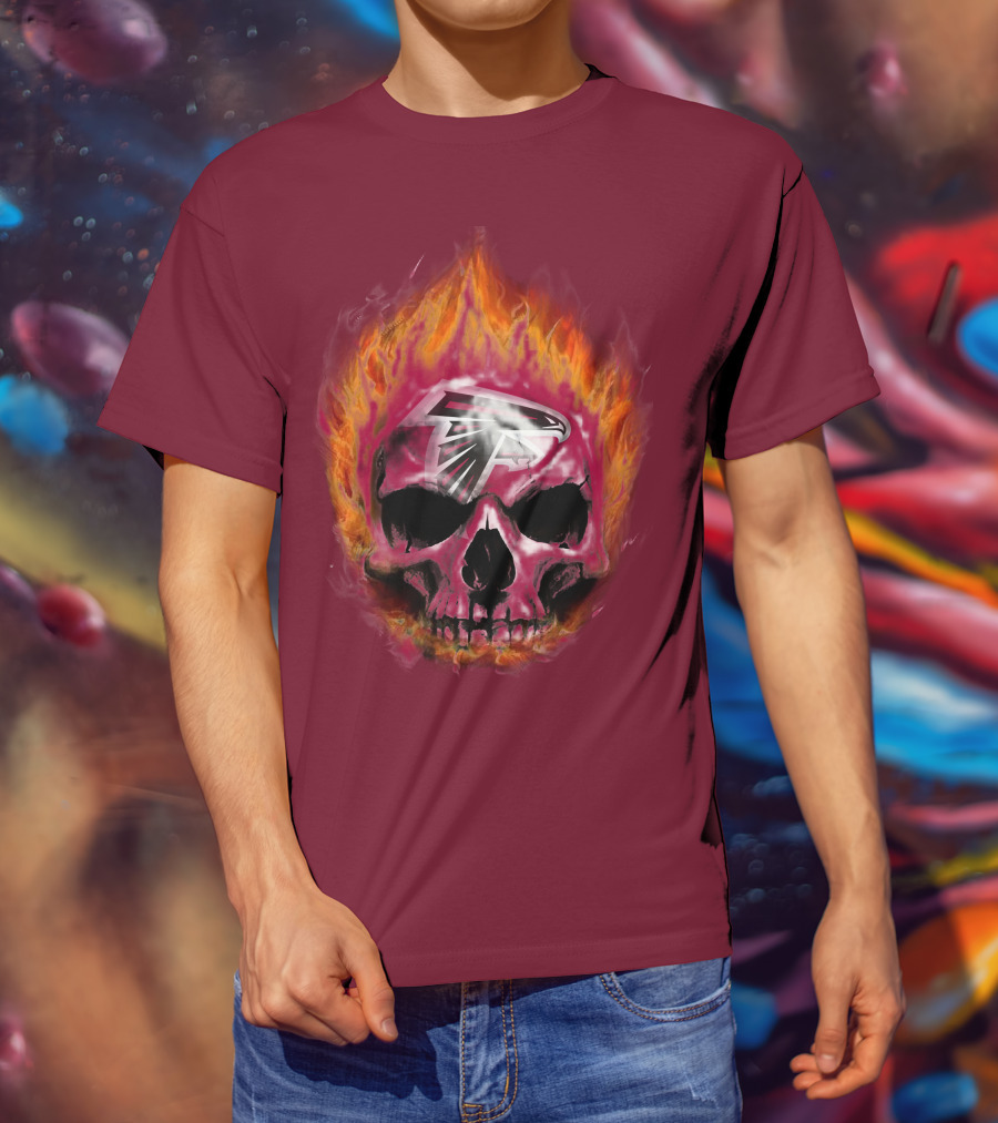 Atlanta Falcons Flaming Skull T-Shirt