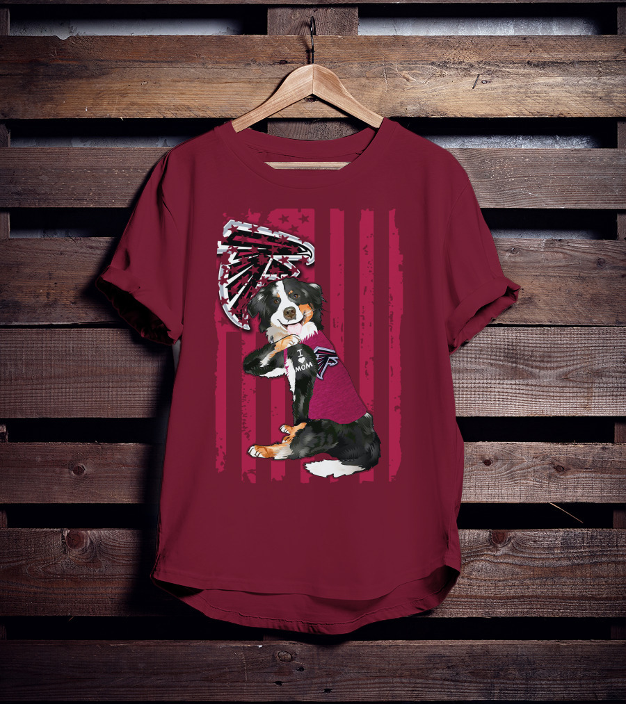 Atlanta Falcons Border Collie I Love Mom T-Shirt