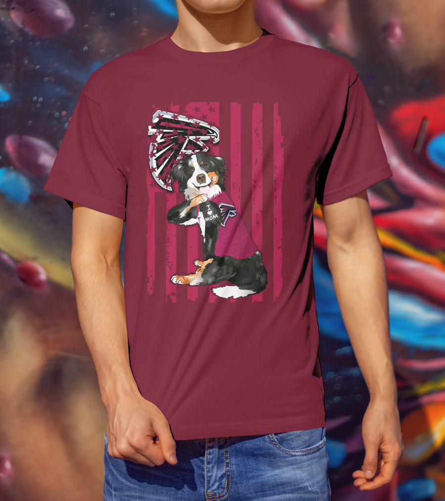 Atlanta Falcons Border Collie I Love Mom T-Shirt