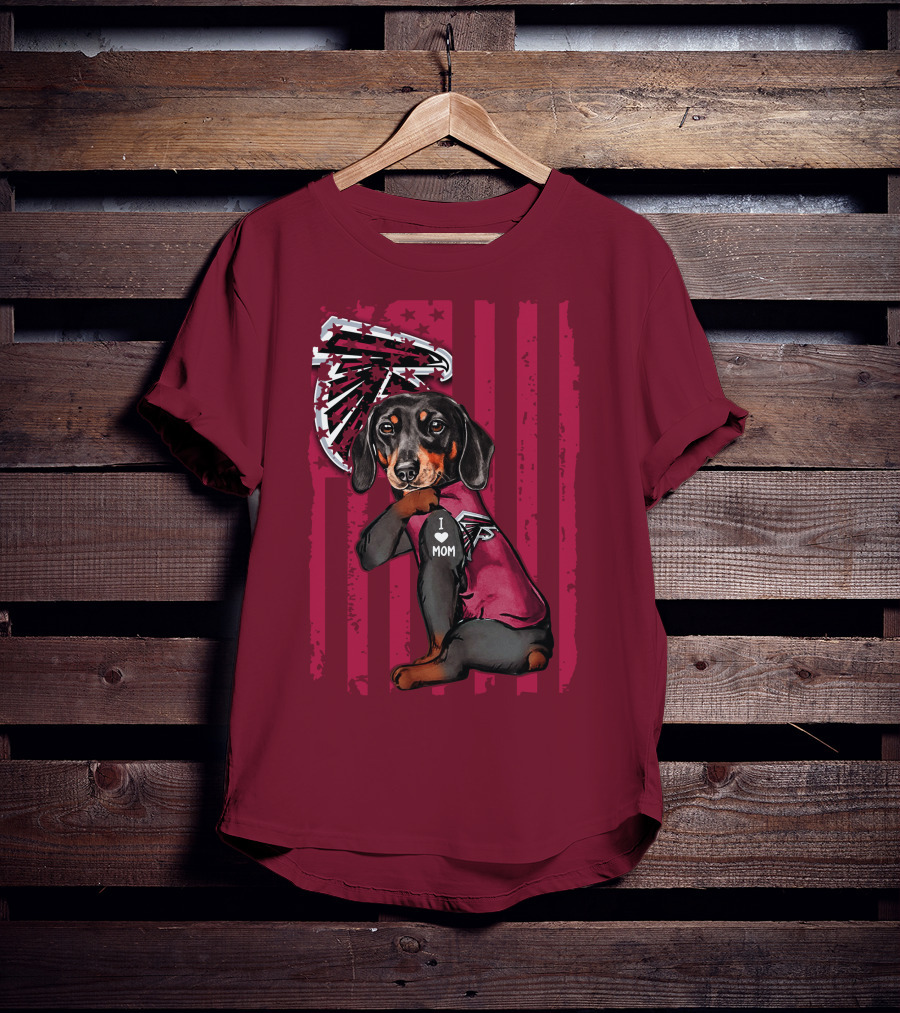 Dachshund I Love Mom Atlanta Falcons Flag T-Shirt