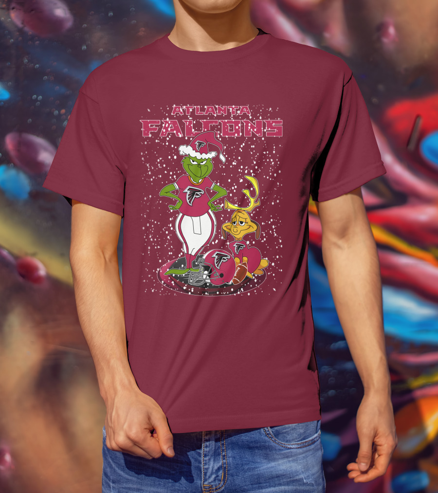 Atlanta Falcons Grinchxmas Snowy Holiday Characters T-Shirt