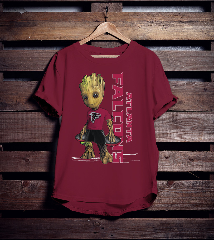 Groot Atlanta Falcons Fan Character Holding Atlanta Falcons T-Shirt