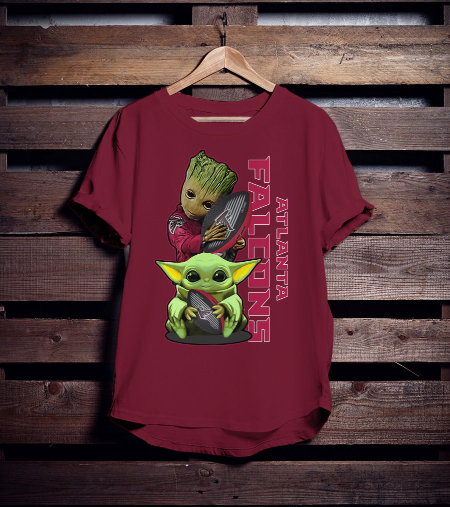 Grzd Atlanta Falcons Groot Baby Yoda Football T-Shirt