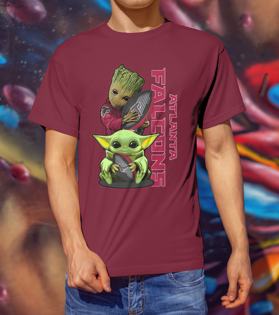 Grzd Atlanta Falcons Groot Baby Yoda Football T-Shirt
