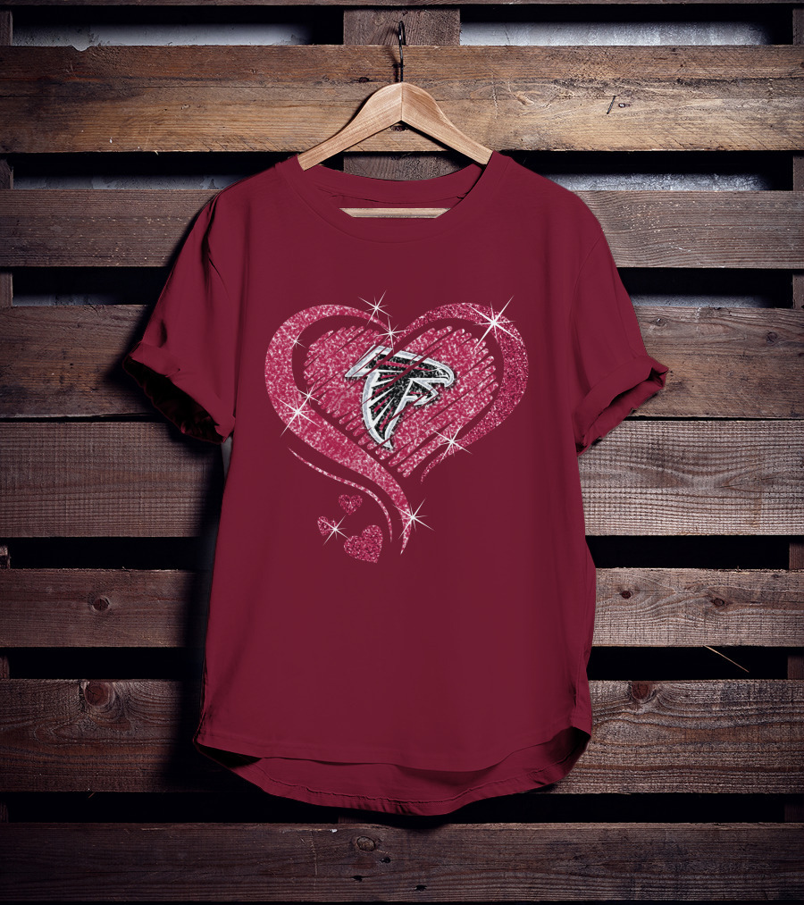 Atlanta Falcons Glitter Heart Diamond T-Shirt