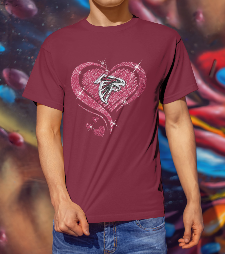 Atlanta Falcons Glitter Heart Diamond T-Shirt