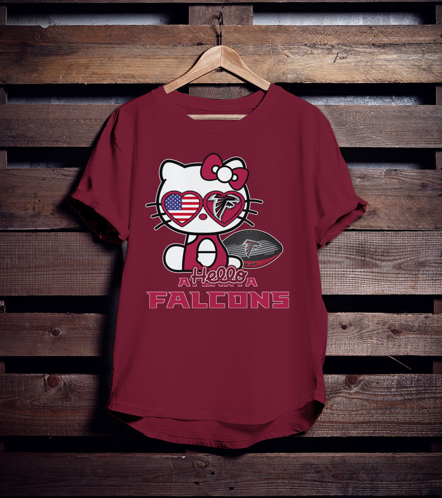Hello Kitty Atlanta Falcons American Flag Football T-Shirt