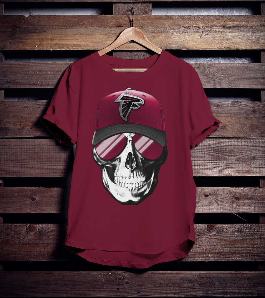 Atlanta Falcons Skull Cap With Reflective Glasses T-Shirt