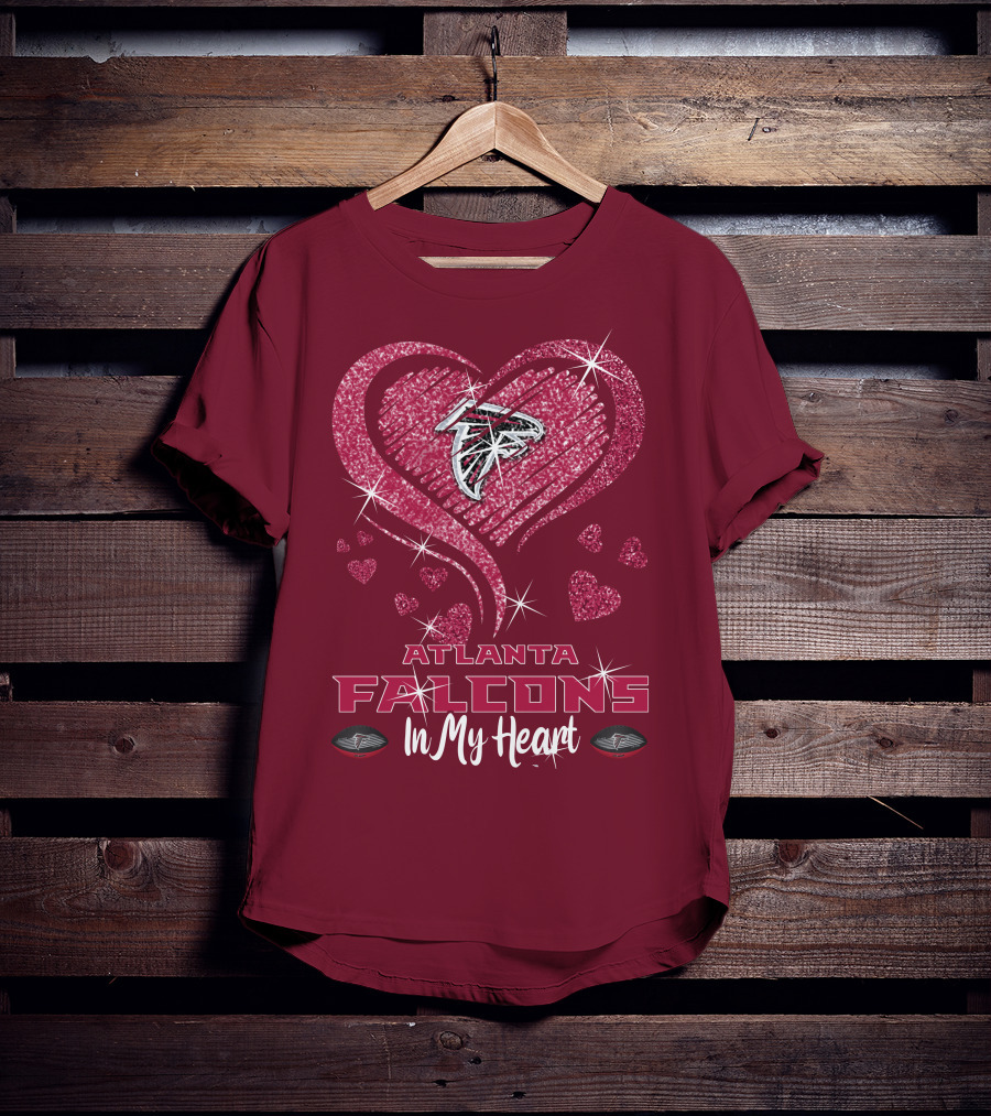 Atlanta Falcons Sparkling Heart Design In My Heart T-Shirt