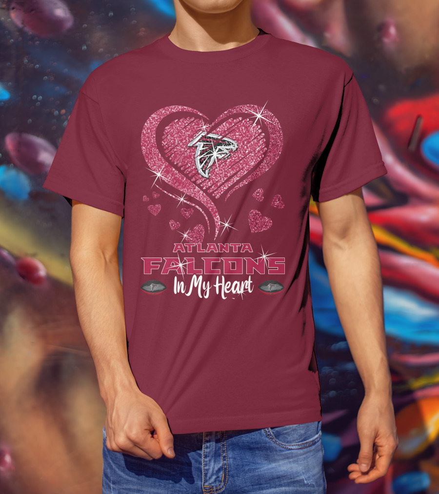 Atlanta Falcons Sparkling Heart Design In My Heart T-Shirt