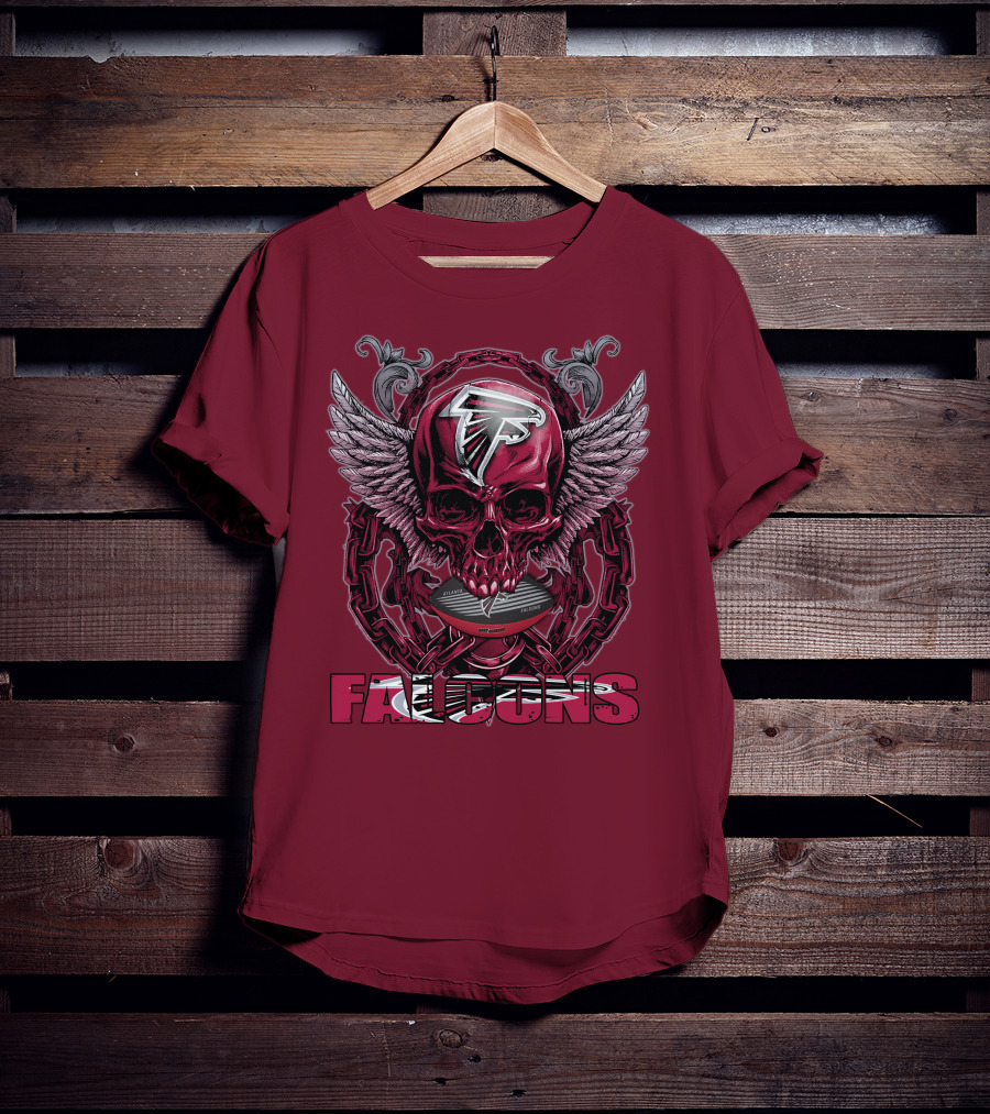 Skullfb Atlanta Falcons Winged Skull T-Shirt