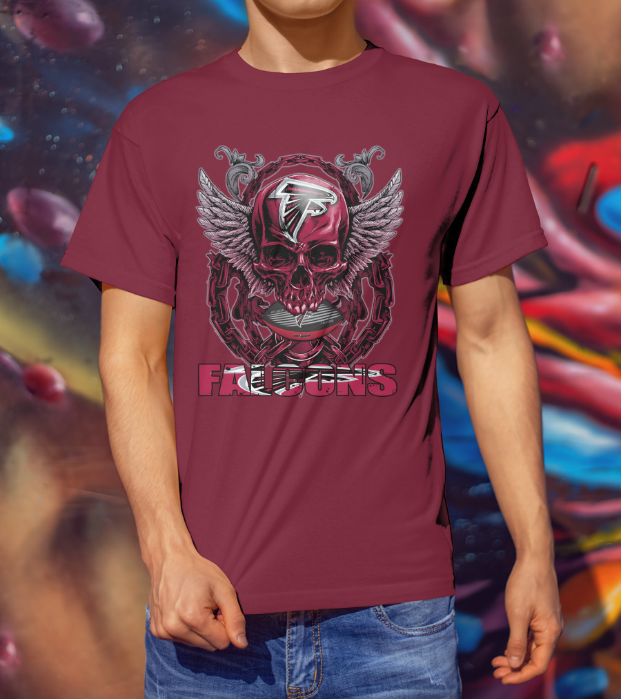 Skullfb Atlanta Falcons Winged Skull T-Shirt