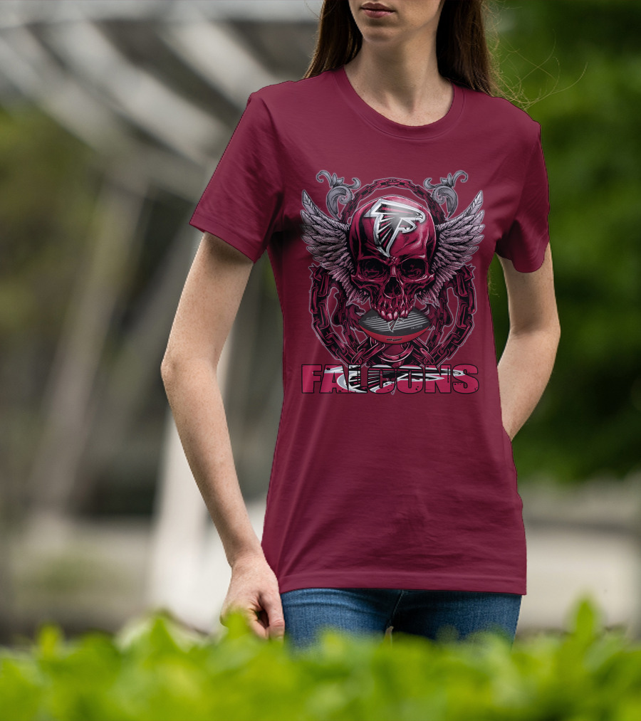 Skullfb Atlanta Falcons Winged Skull T-Shirt