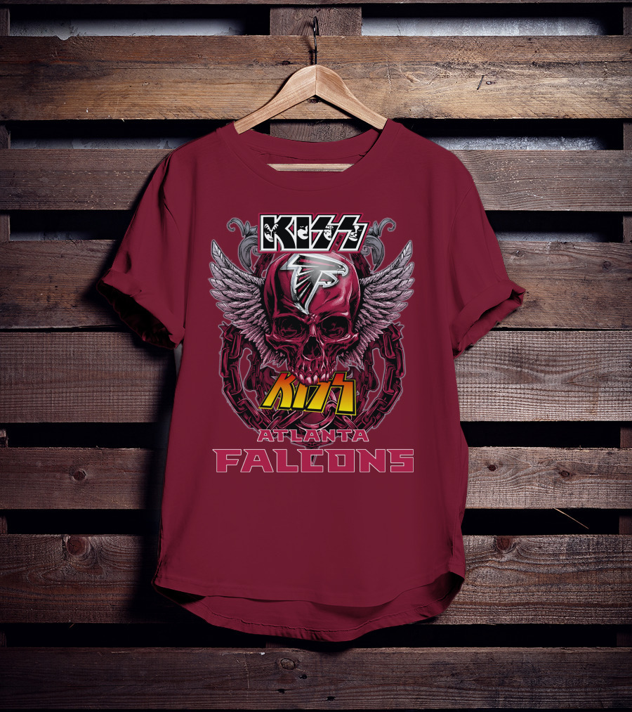 Kiss Atlanta Falcons Skull Winged T-Shirt