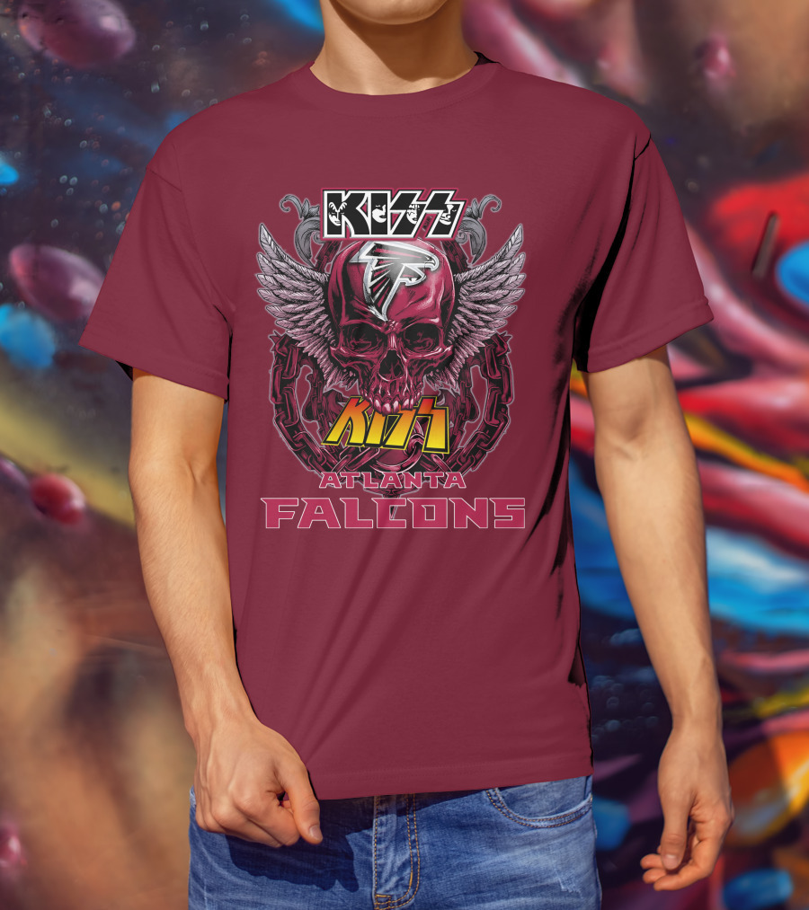 Kiss Atlanta Falcons Skull Winged T-Shirt