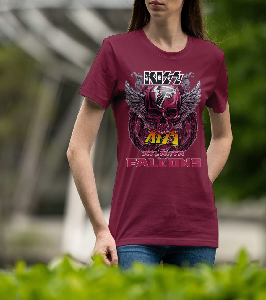 Kiss Atlanta Falcons Skull Winged T-Shirt