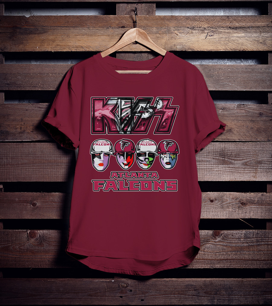 Kiss Atlanta Falcons Faces Logo NFL Band Crossover T-Shirt