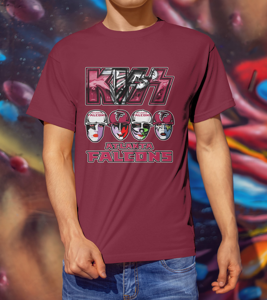 Kiss Atlanta Falcons Faces Logo NFL Band Crossover T-Shirt