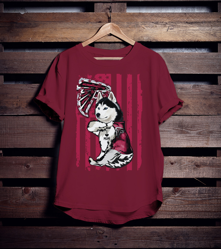 Siberian Husky I Love Mom Atlanta Falcons T-Shirt