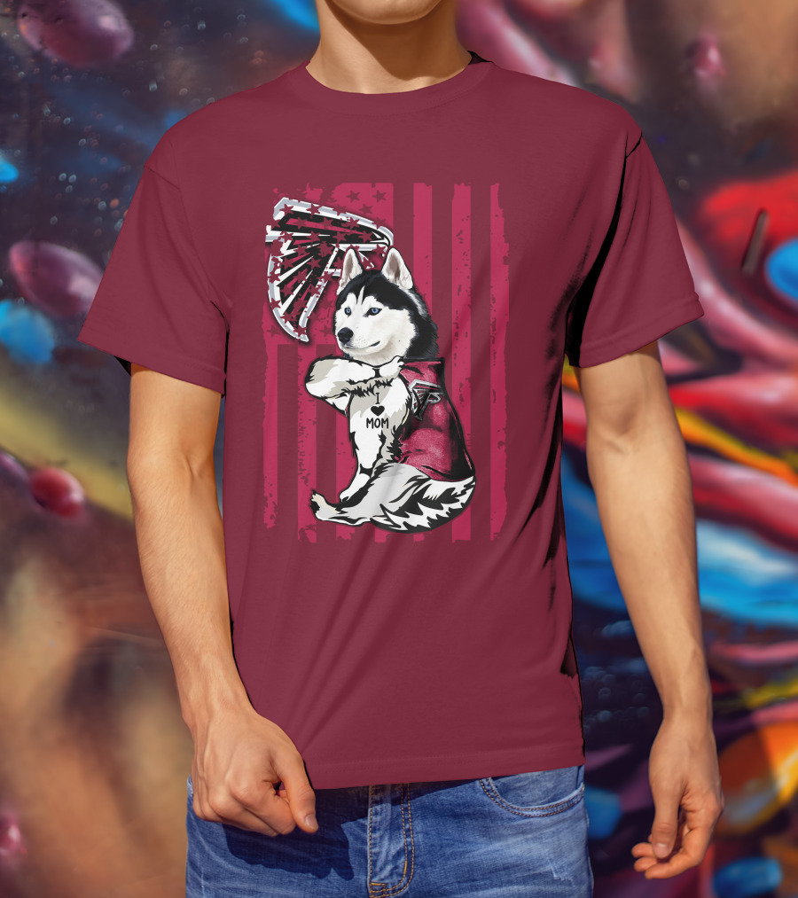 Siberian Husky I Love Mom Atlanta Falcons T-Shirt