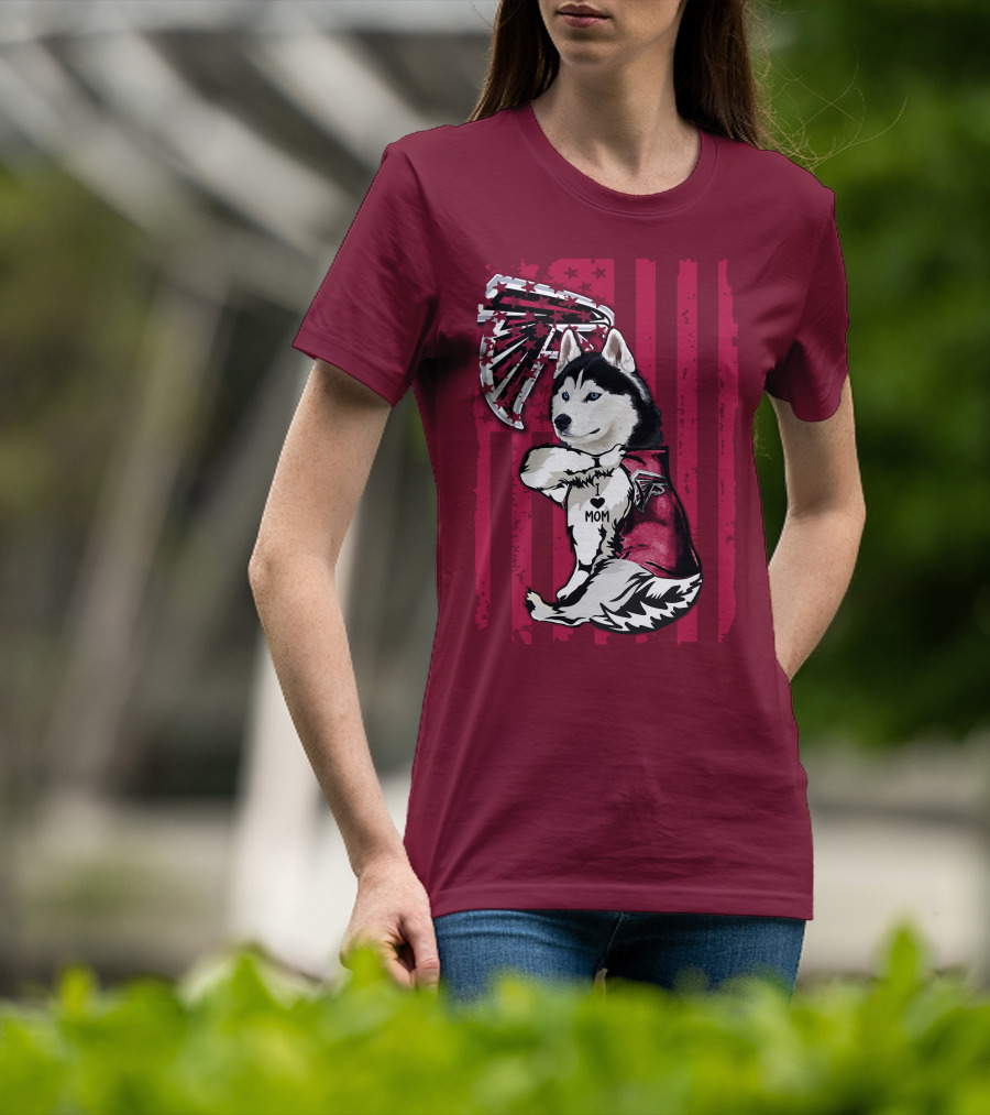 Siberian Husky I Love Mom Atlanta Falcons T-Shirt