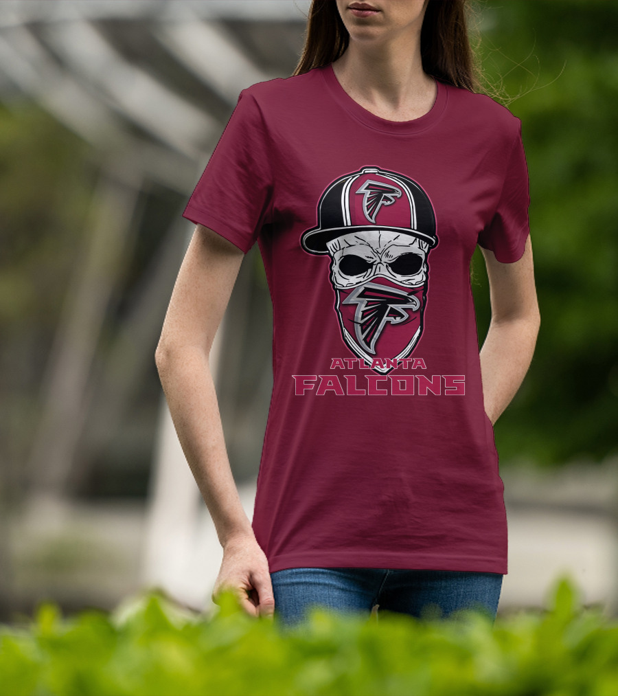 Atlanta Falcons Skull Hat Mask T-Shirt