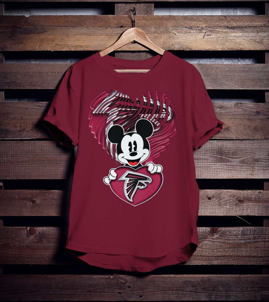 Mick Holding Atlanta Falcons Heart With Falcons Logo And Stylized T-Shirt