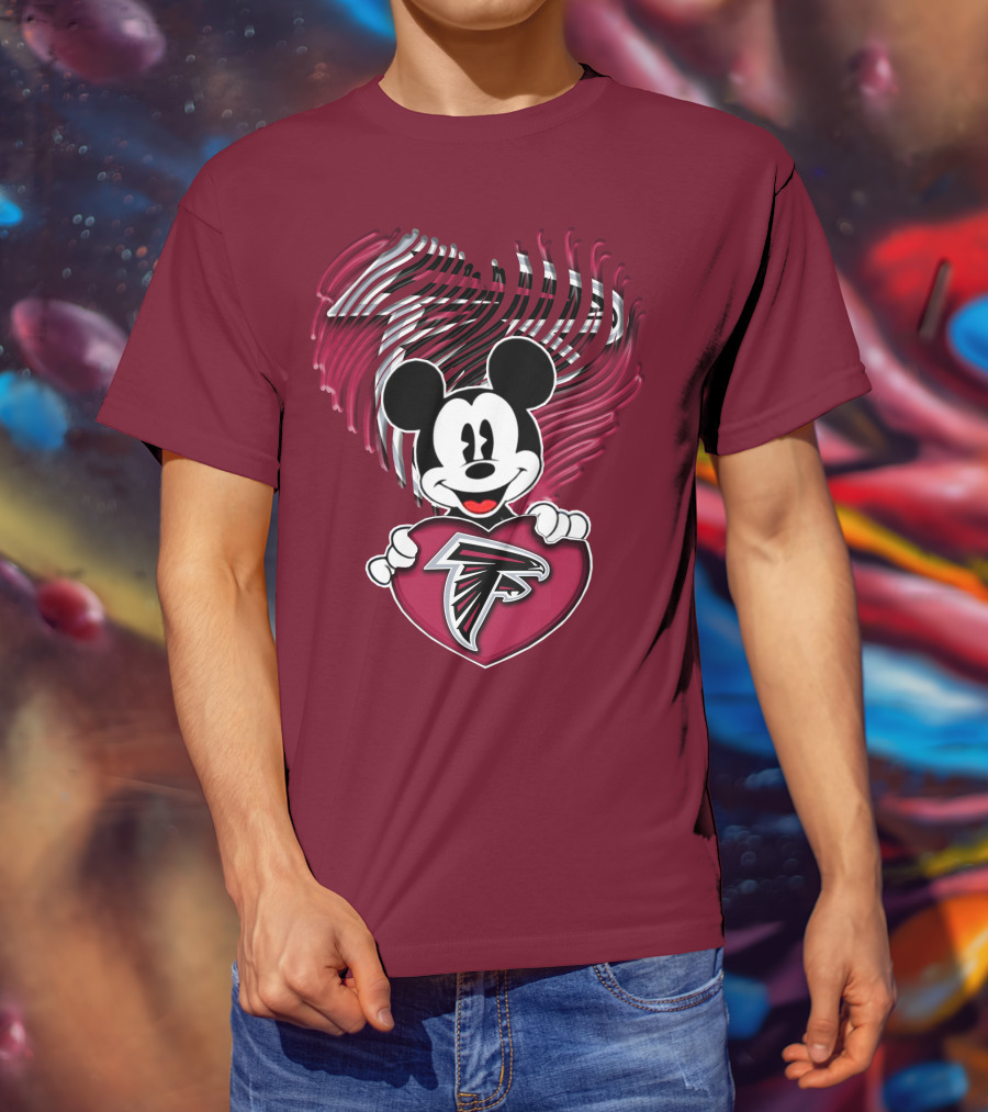 Mick Holding Atlanta Falcons Heart With Falcons Logo And Stylized T-Shirt