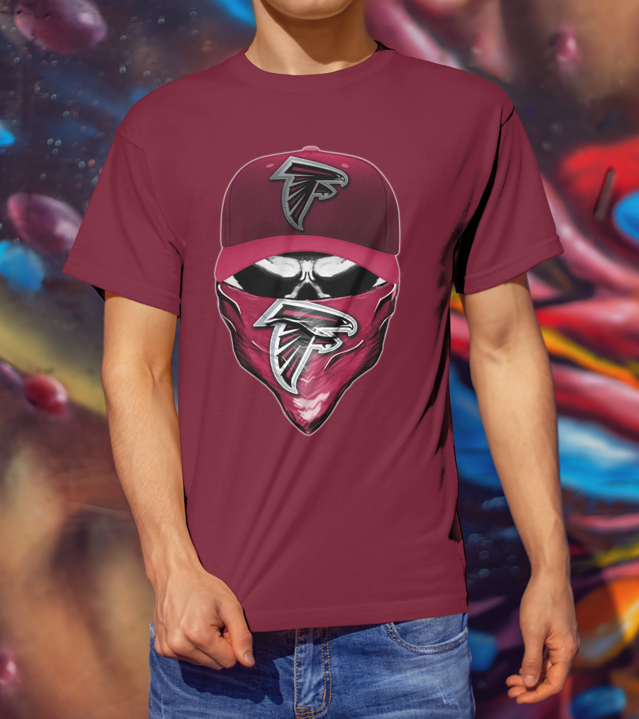 Atlanta Falcons Skull Bandana Hat T-Shirt