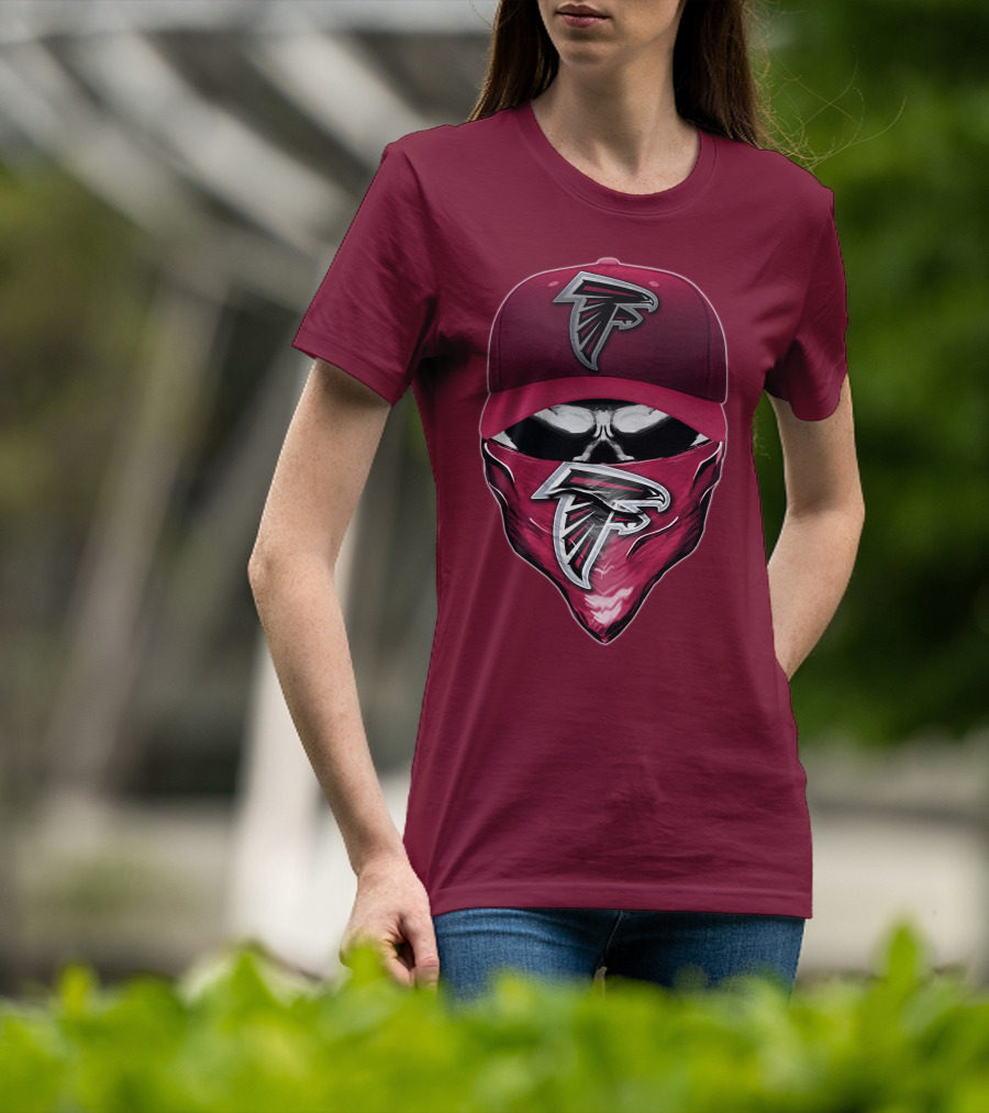 Atlanta Falcons Skull Bandana Hat T-Shirt