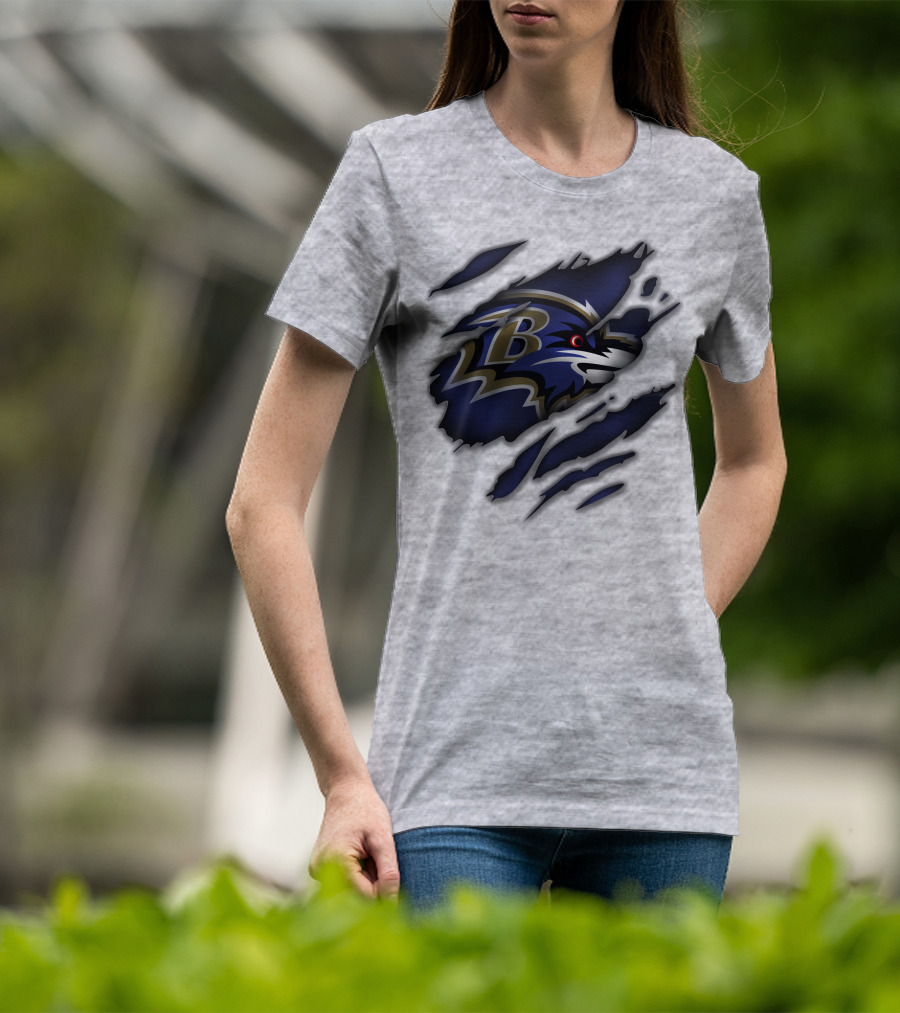 Baltimore Ravens Fierce Logo Claw Marks T-Shirt