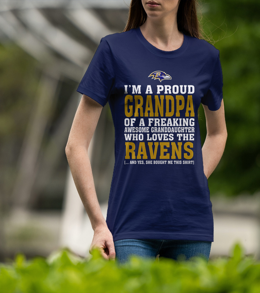 Baltimore Ravens Proud Grandpa Of Awesome Granddaughter Who Loves The Ravens T-Shirt