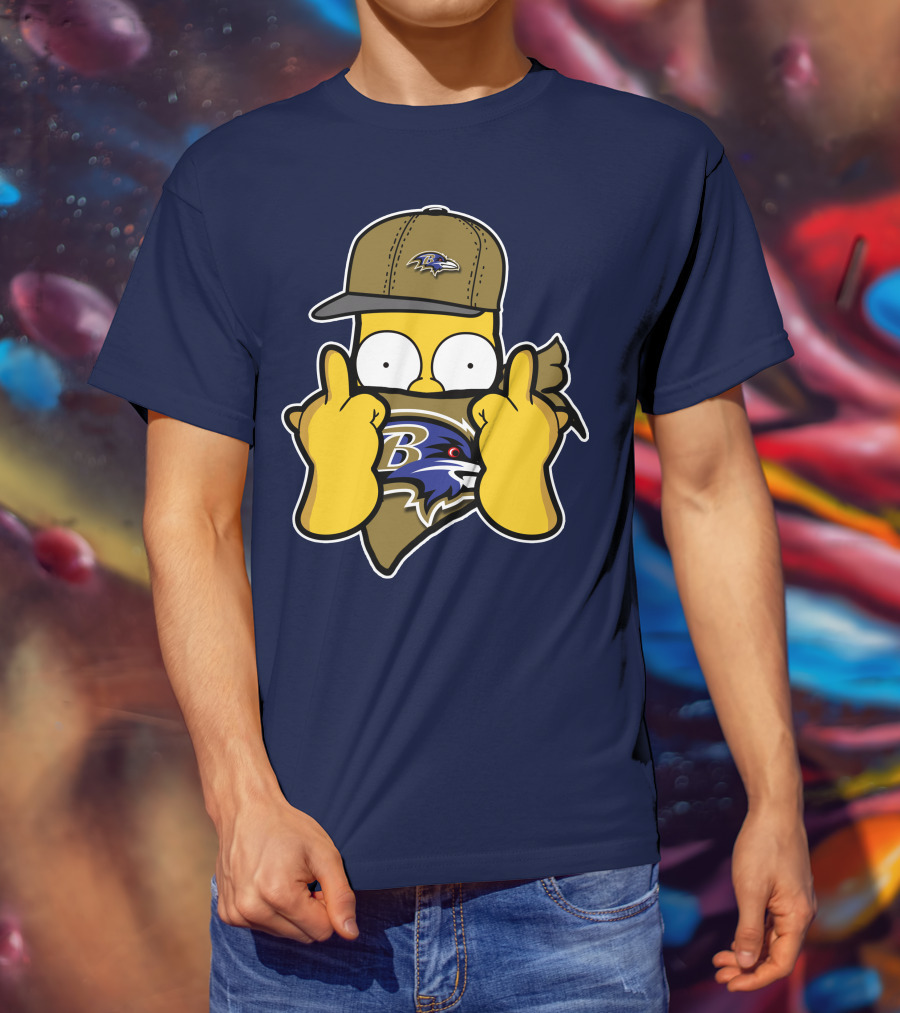 Baltimore Ravens Homer Simpson Parody Nfl Logo T-Shirt