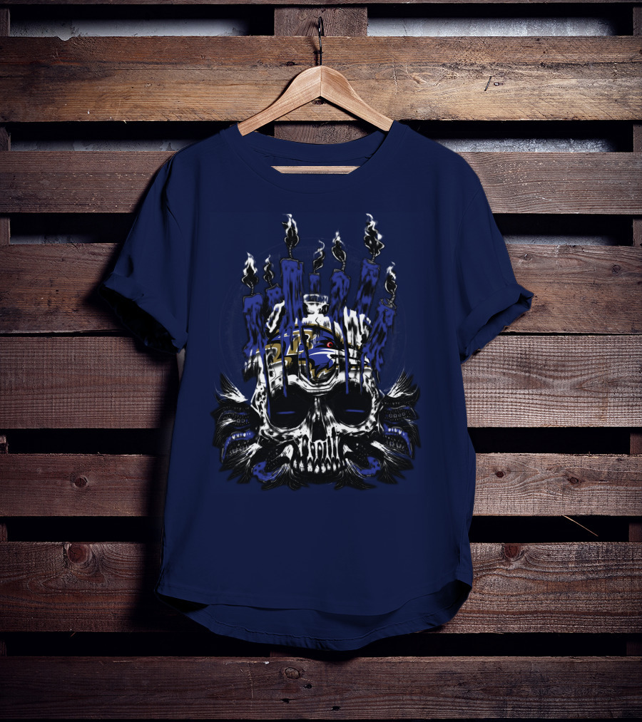 Baltimore Ravens Skull With Flames T-Shirt