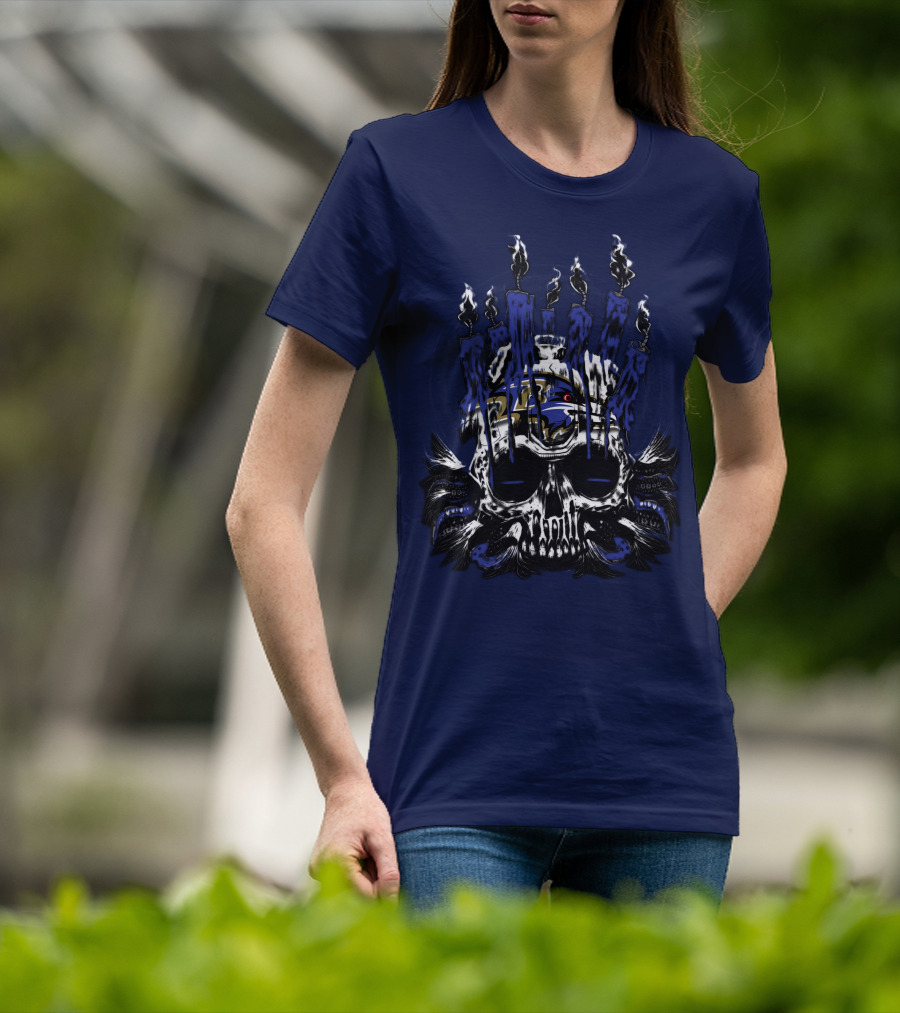 Baltimore Ravens Skull With Flames T-Shirt