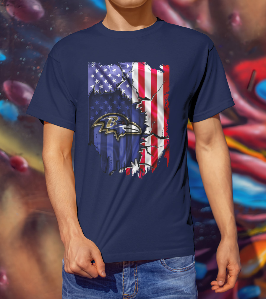 Baltimore Ravens American Flag T-Shirt