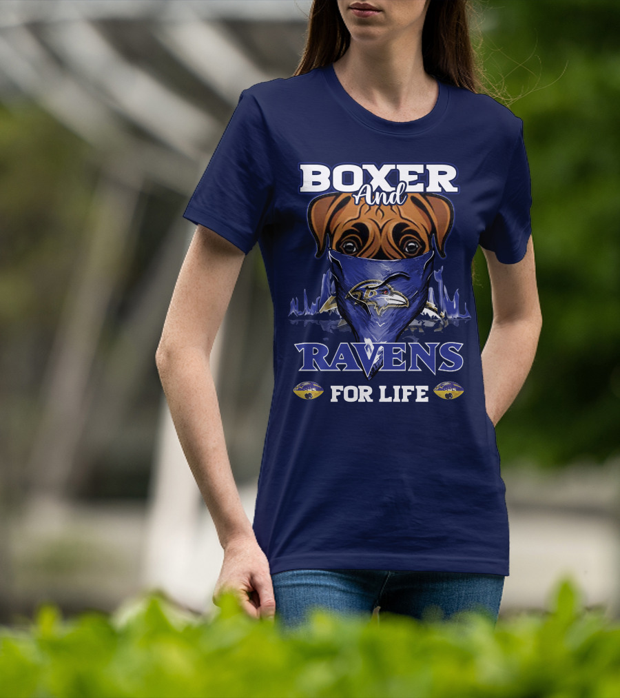 Boxer And Ravens For Life Baltimore Ravens T-Shirt
