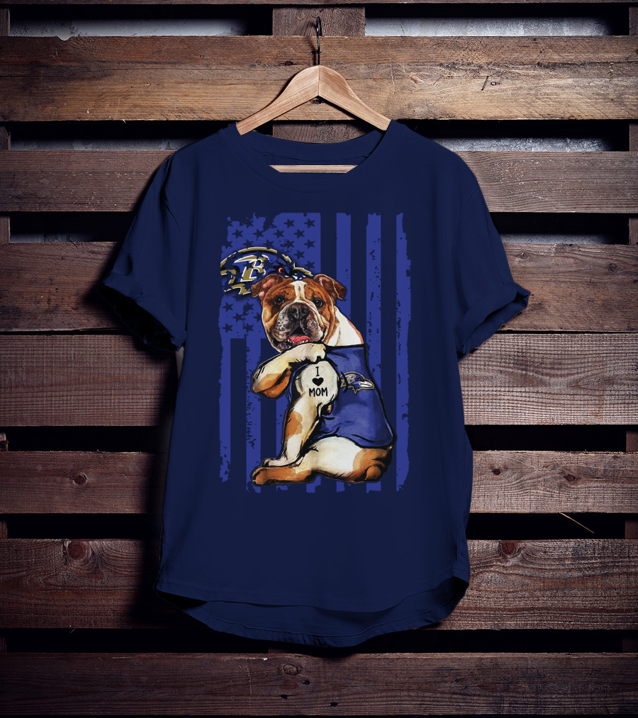 Bulldog Baltimore Ravens I Love Mom T-Shirt