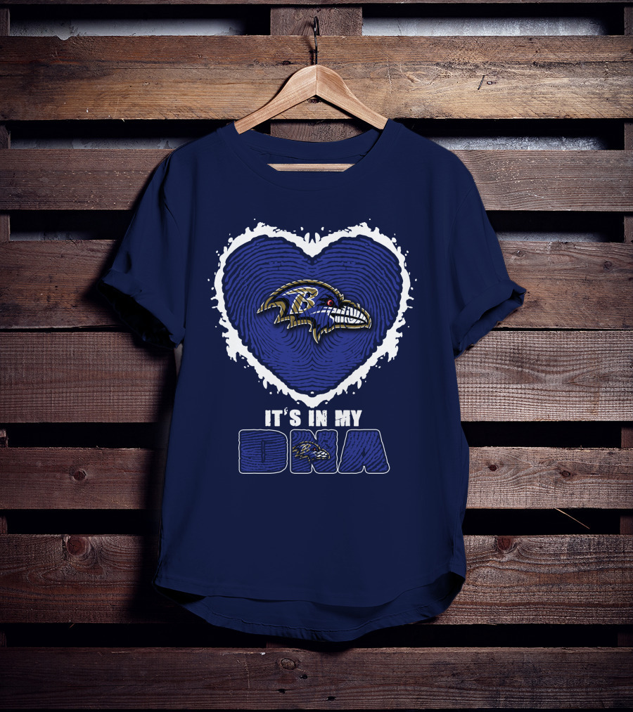 It's In My Dna Baltimore Ravens Heart Fingerprint T-Shirt