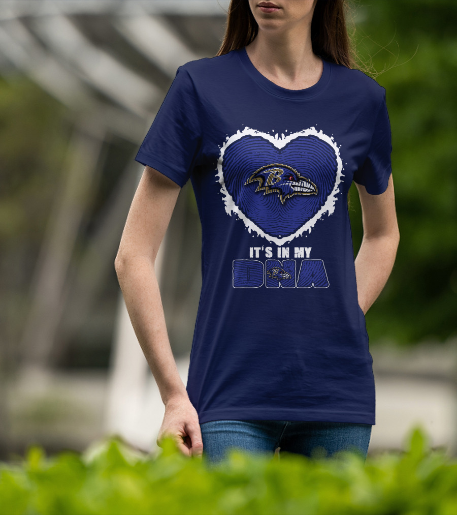 It's In My Dna Baltimore Ravens Heart Fingerprint T-Shirt