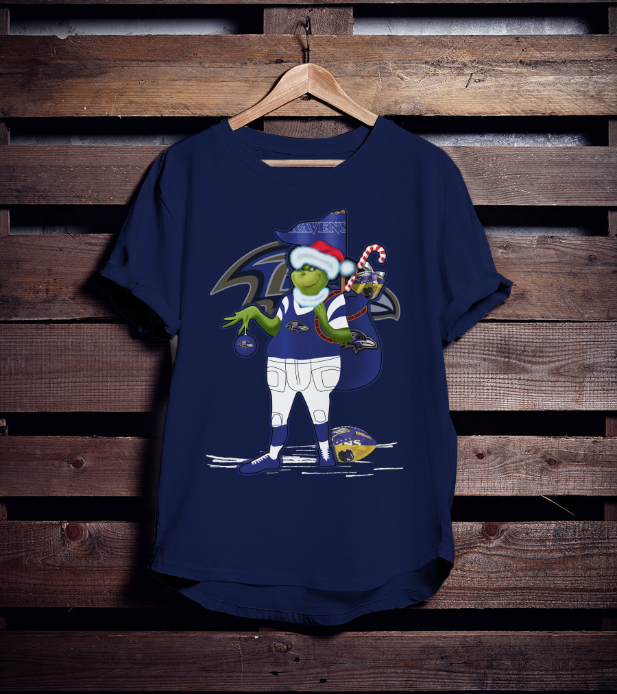 Grinchxmas V1 Baltimore Ravens Dr. Seuss Christmas Football T-Shirt