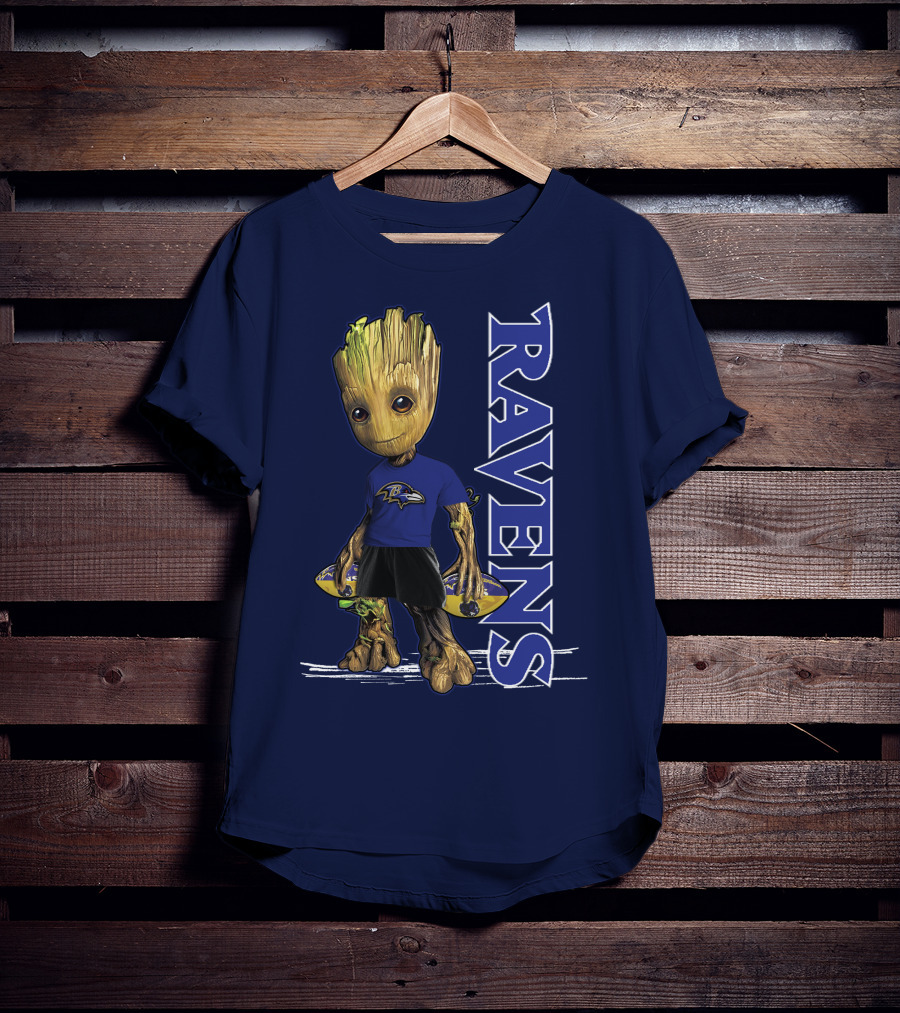 Groot V1 Ravens Nfl Baltimore Team T-Shirt