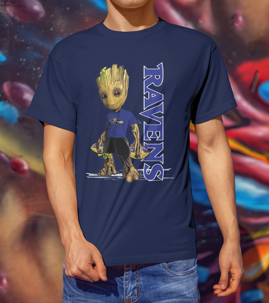 Groot V1 Ravens Nfl Baltimore Team T-Shirt