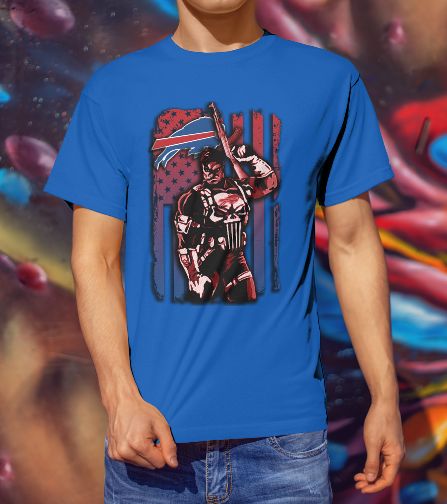 Buffalo Bills Punisher Armed Flag T-Shirt