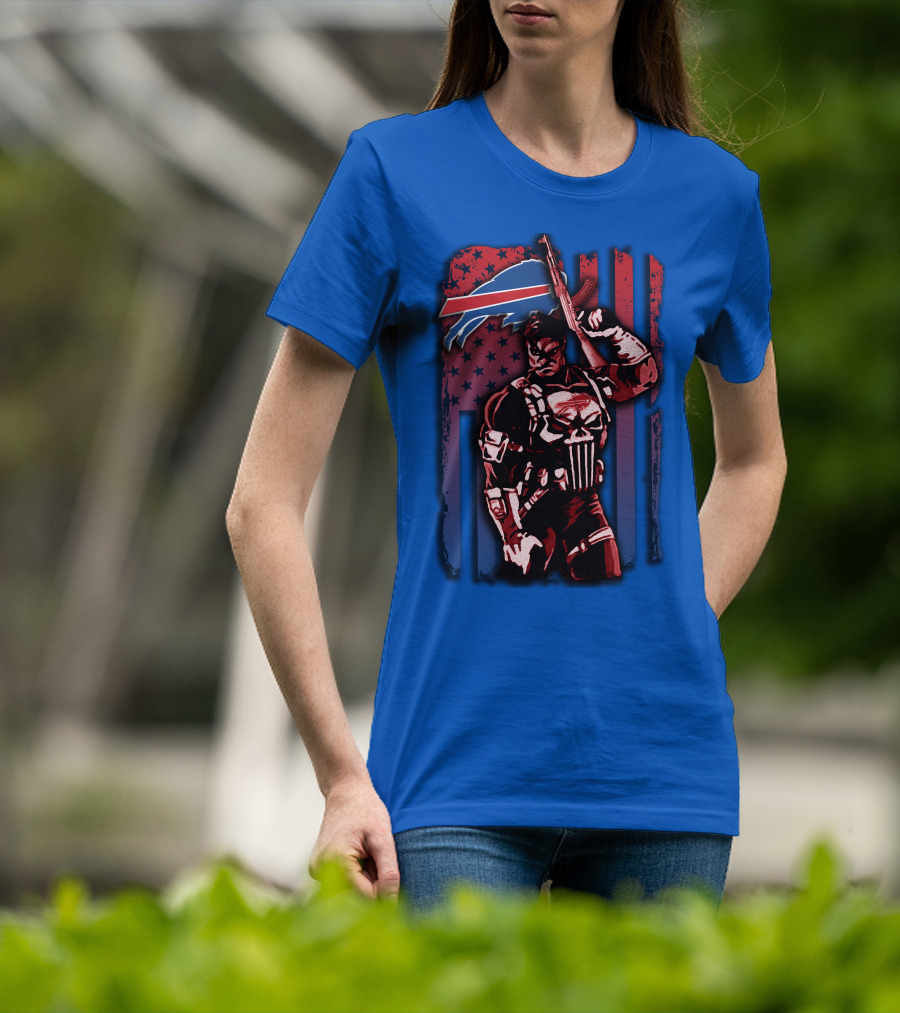 Buffalo Bills Punisher Armed Flag T-Shirt