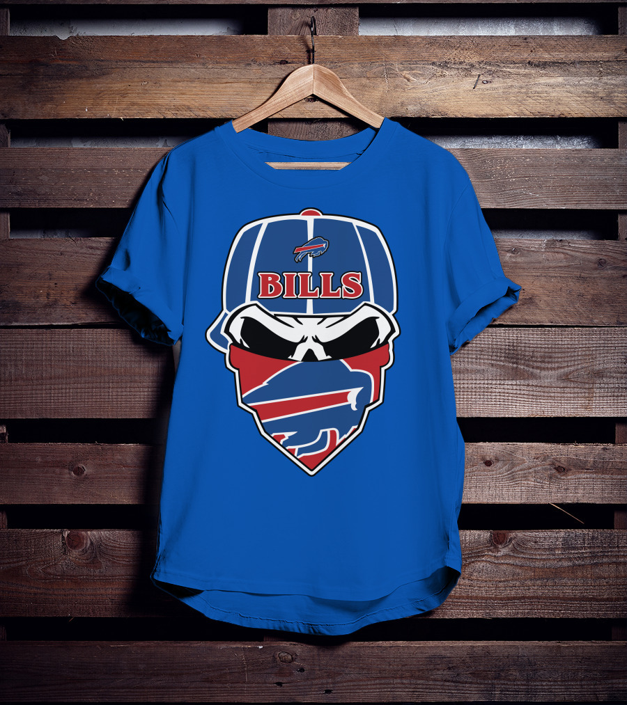 Buffalo Bills Skull Cap And Bandana T-Shirt